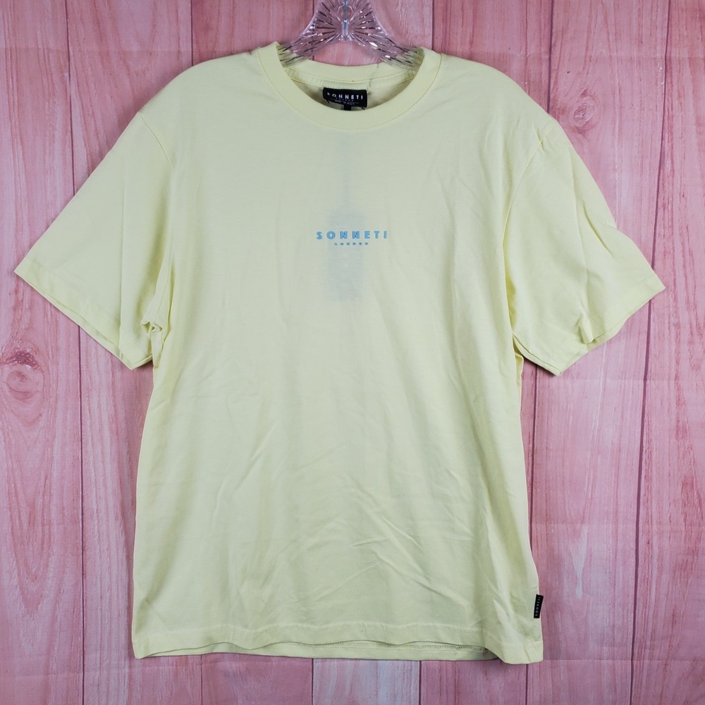Sonneti London Shirt Mens Medium Yellow Cotton Logo Relaxed Fit Athletic